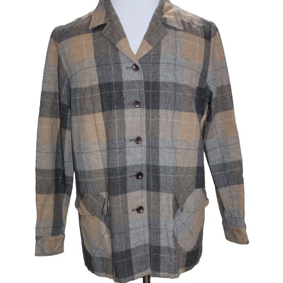 Vintage Womens Pendleton Heritage 49er Plaid Pocket Button Up Wool Jacket Large - Picture 1 of 14
